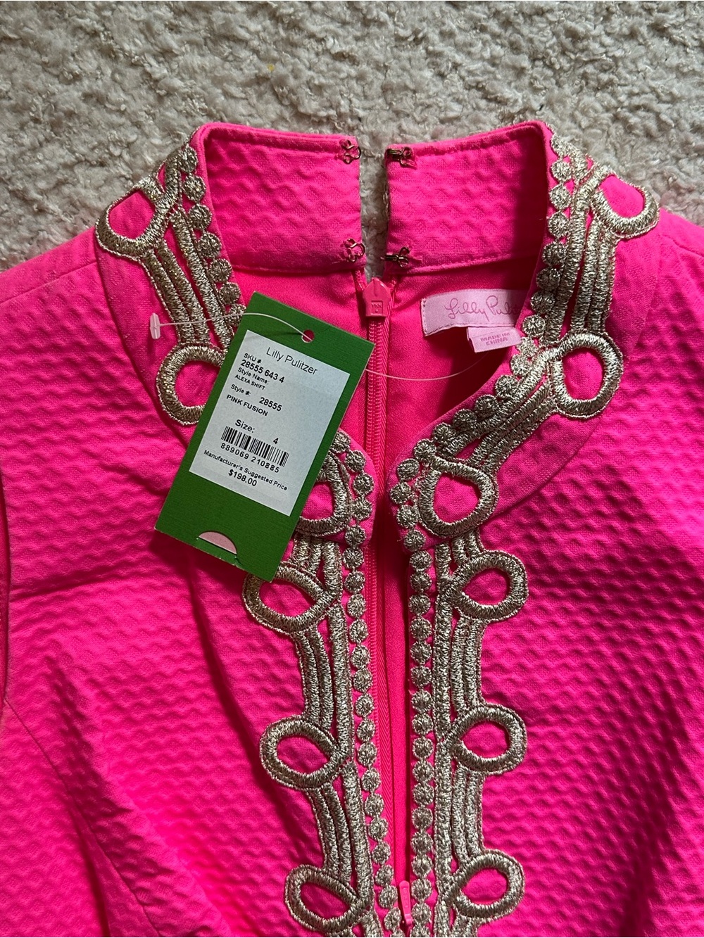 Lilly Pulitzer Hot Pink Sleeveless Embellished Shift Dress - Picture 4 of 6
